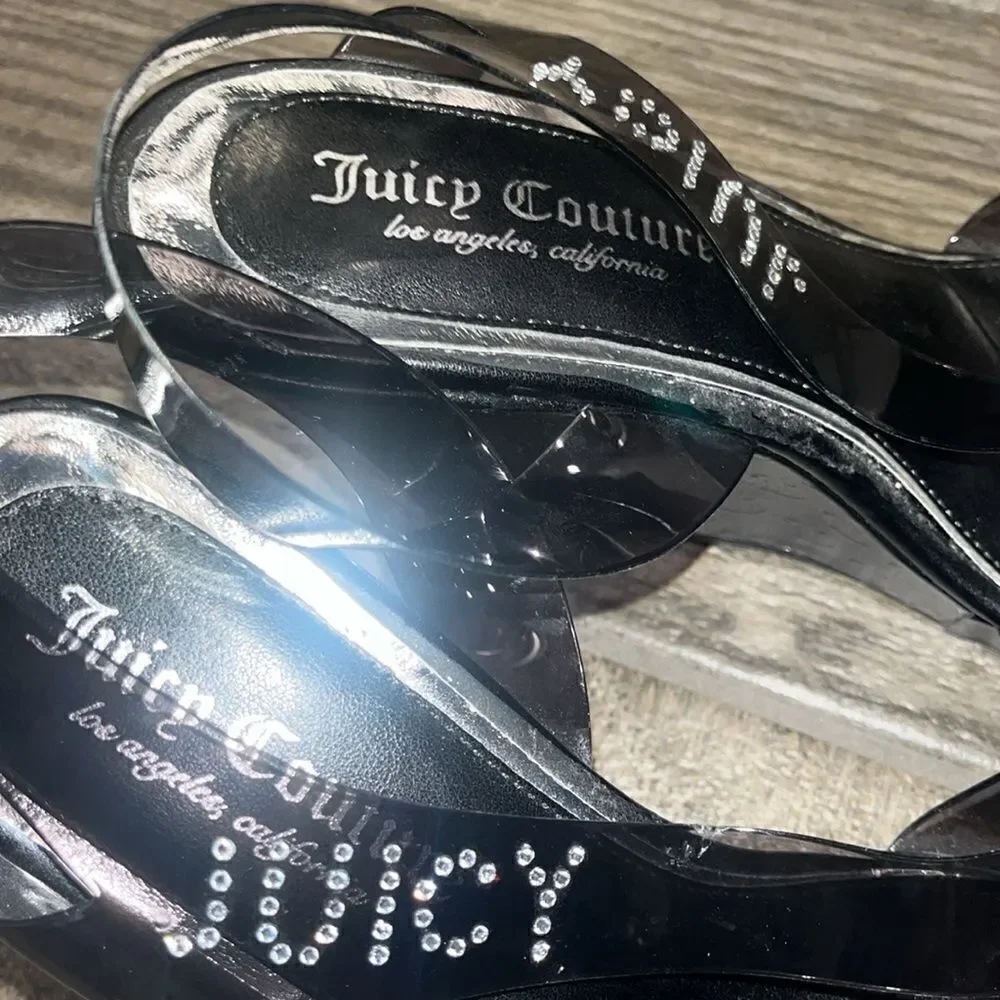 Juicy Couture black logo 4”wedges